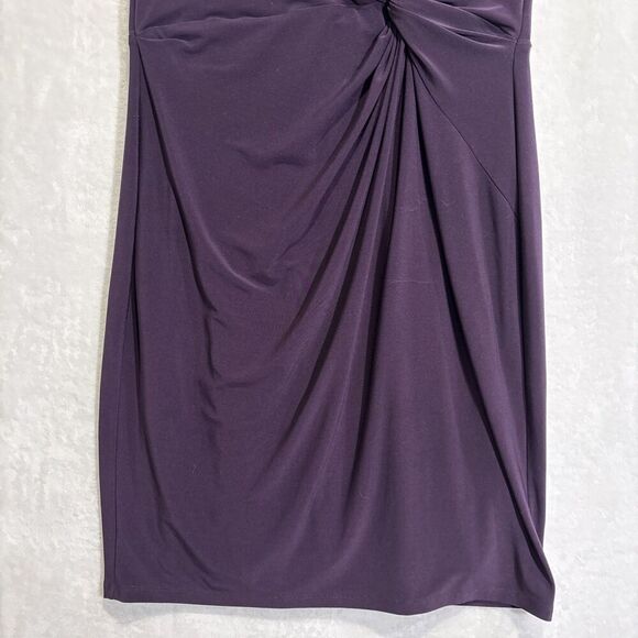 Lauren Ralph Lauren Twist Knot Sheath Dress Size 16 Purple Sleeveless Stretch - Picture 4 of 11